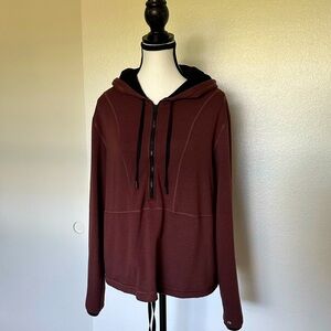 Thrive Societe Cozy Halfzip Hoodie in Black Cherry EUC